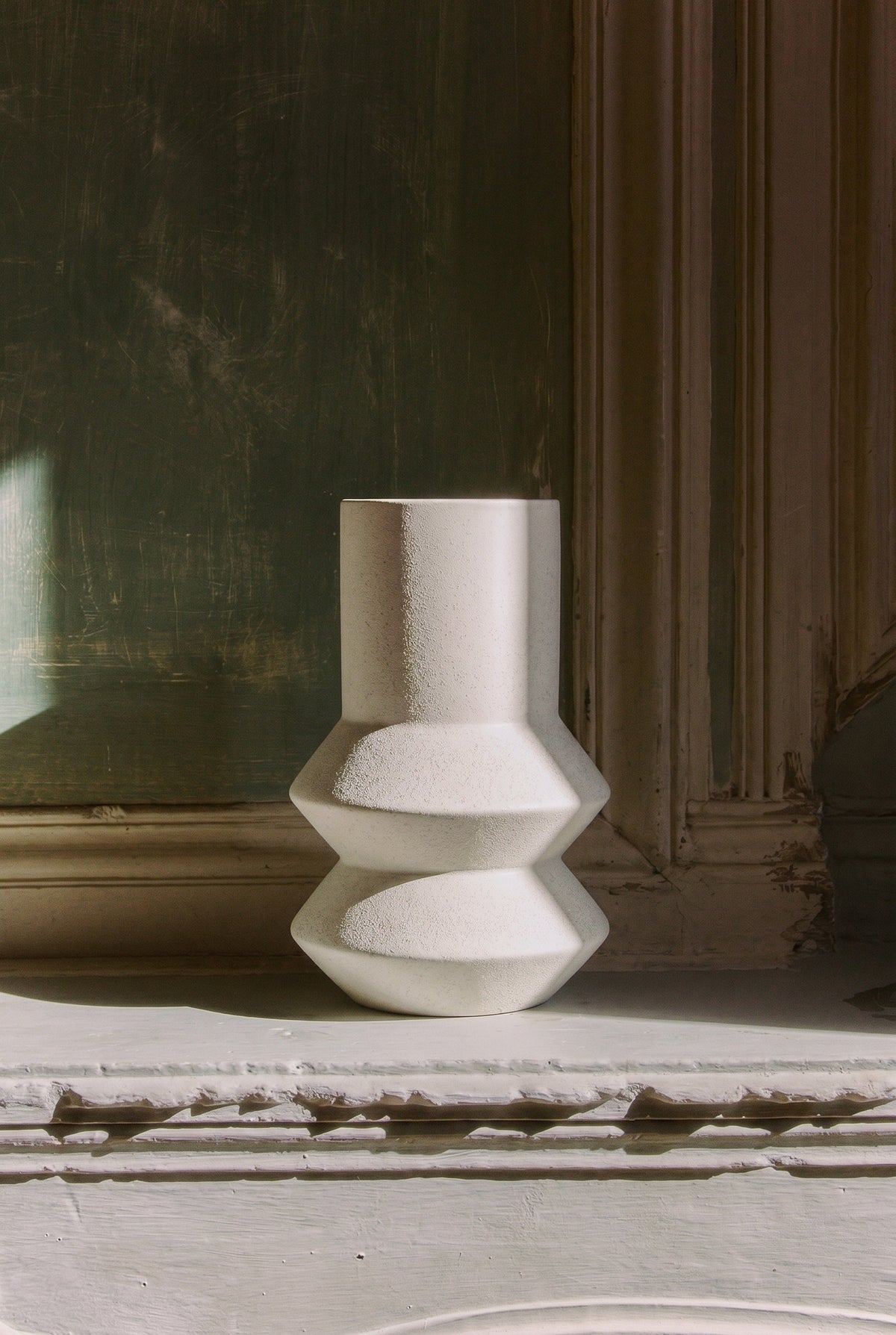 Vase Leandro en céramique tâchetée - Blanc