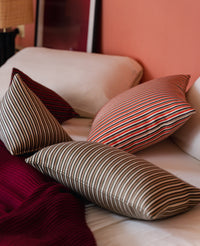 Coussin Divino en laine mélangée - Vert et Chocolat