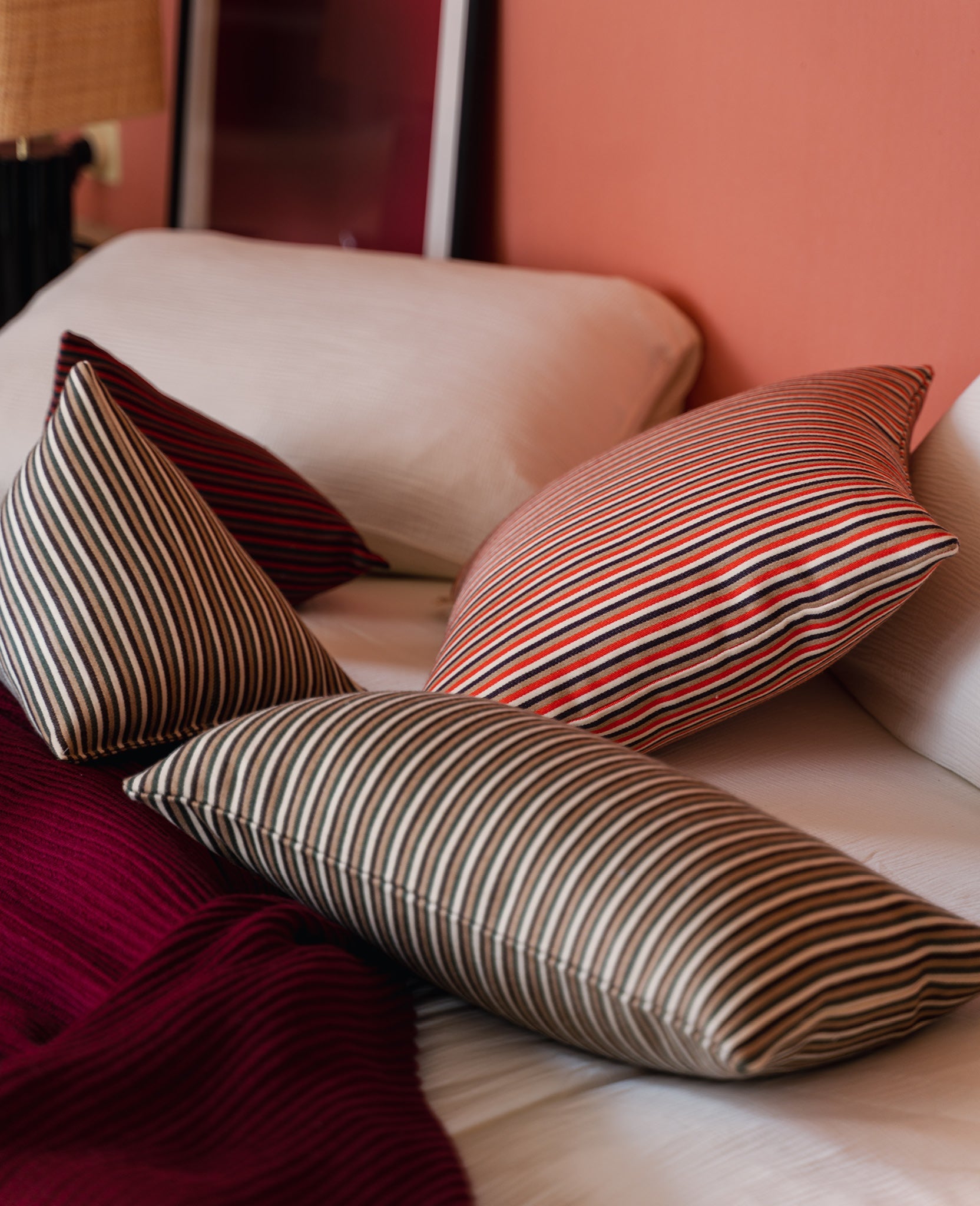 Coussin Divino en laine mélangée - Vert et Chocolat