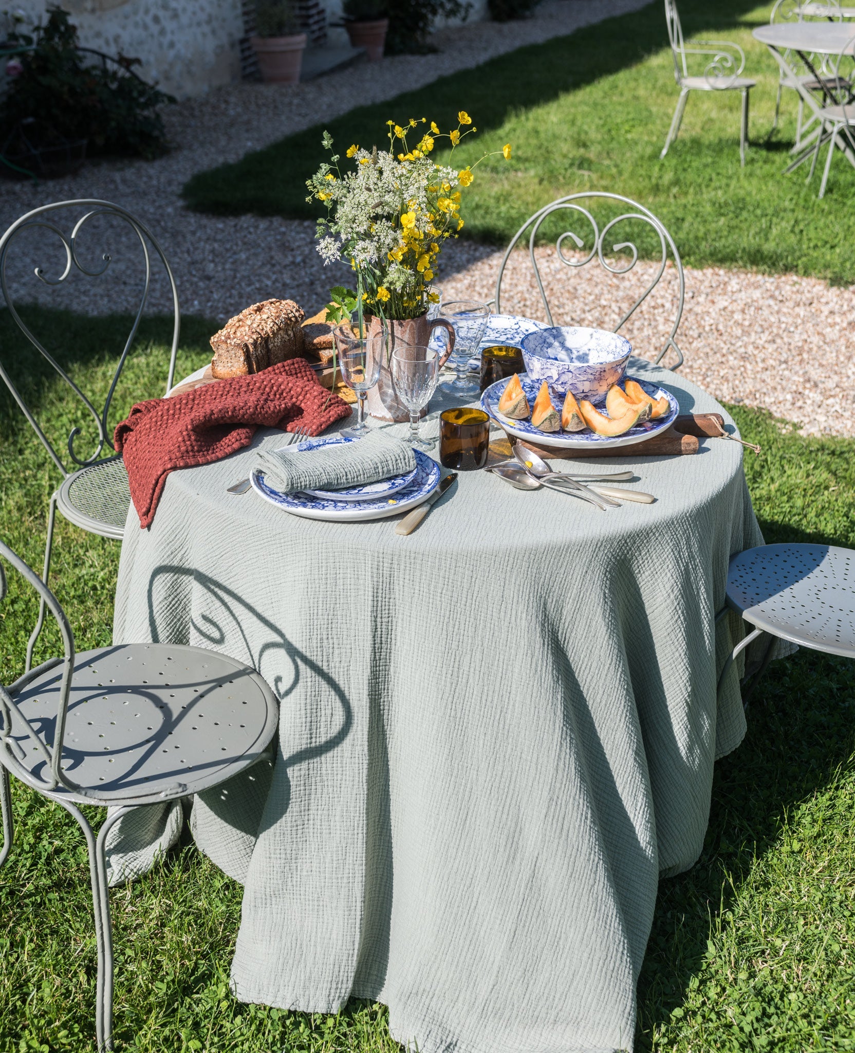 Nappe Allegra en gaze de coton - Vert d'eau