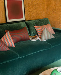 Coussin Divino en laine mélangée - Brique et Vert