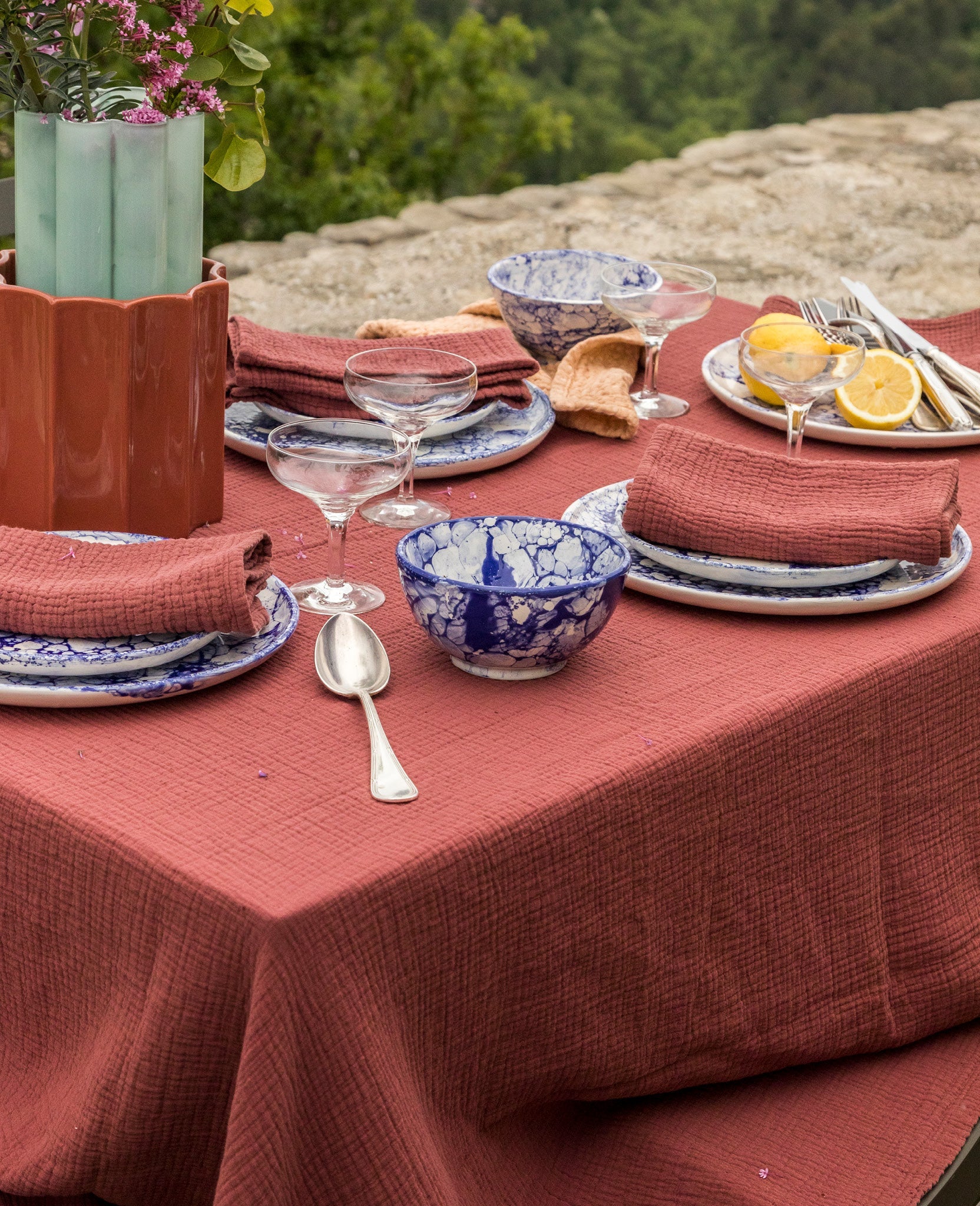 Nappe Allegra en gaze de coton - Brique