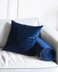 Coussin Adri en velours - Bleu marine