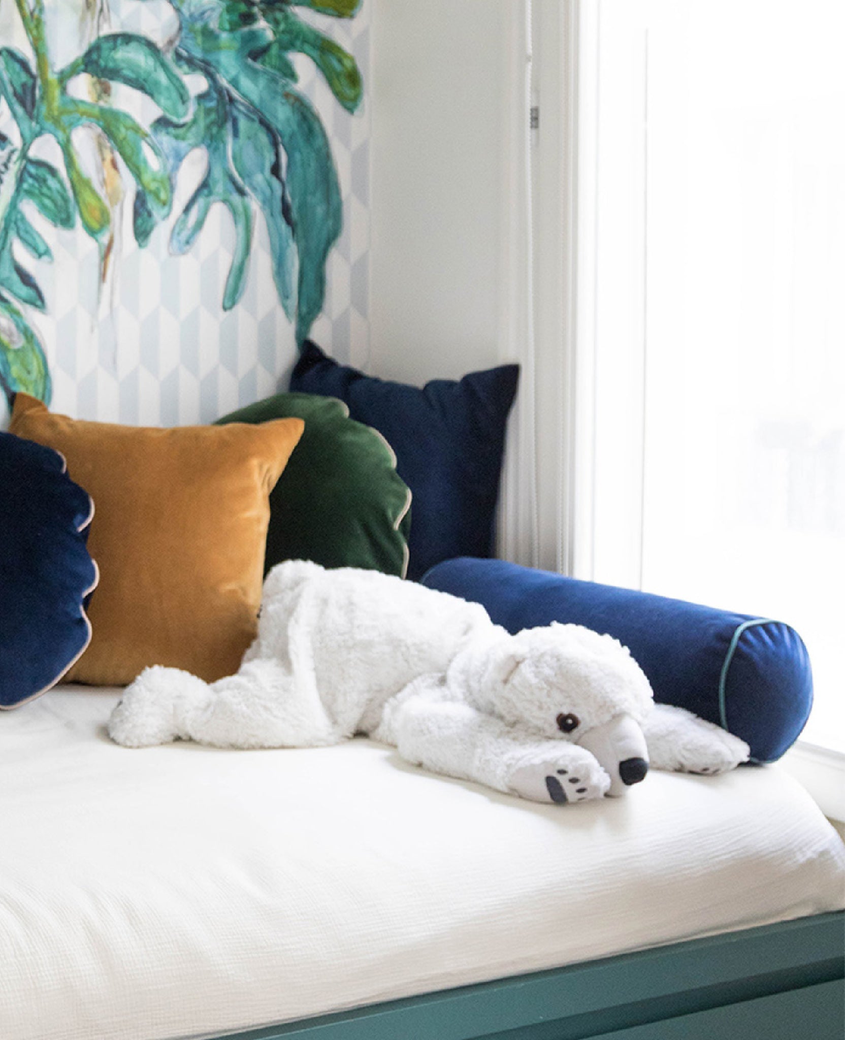 Coussin Adri en velours - Bleu marine