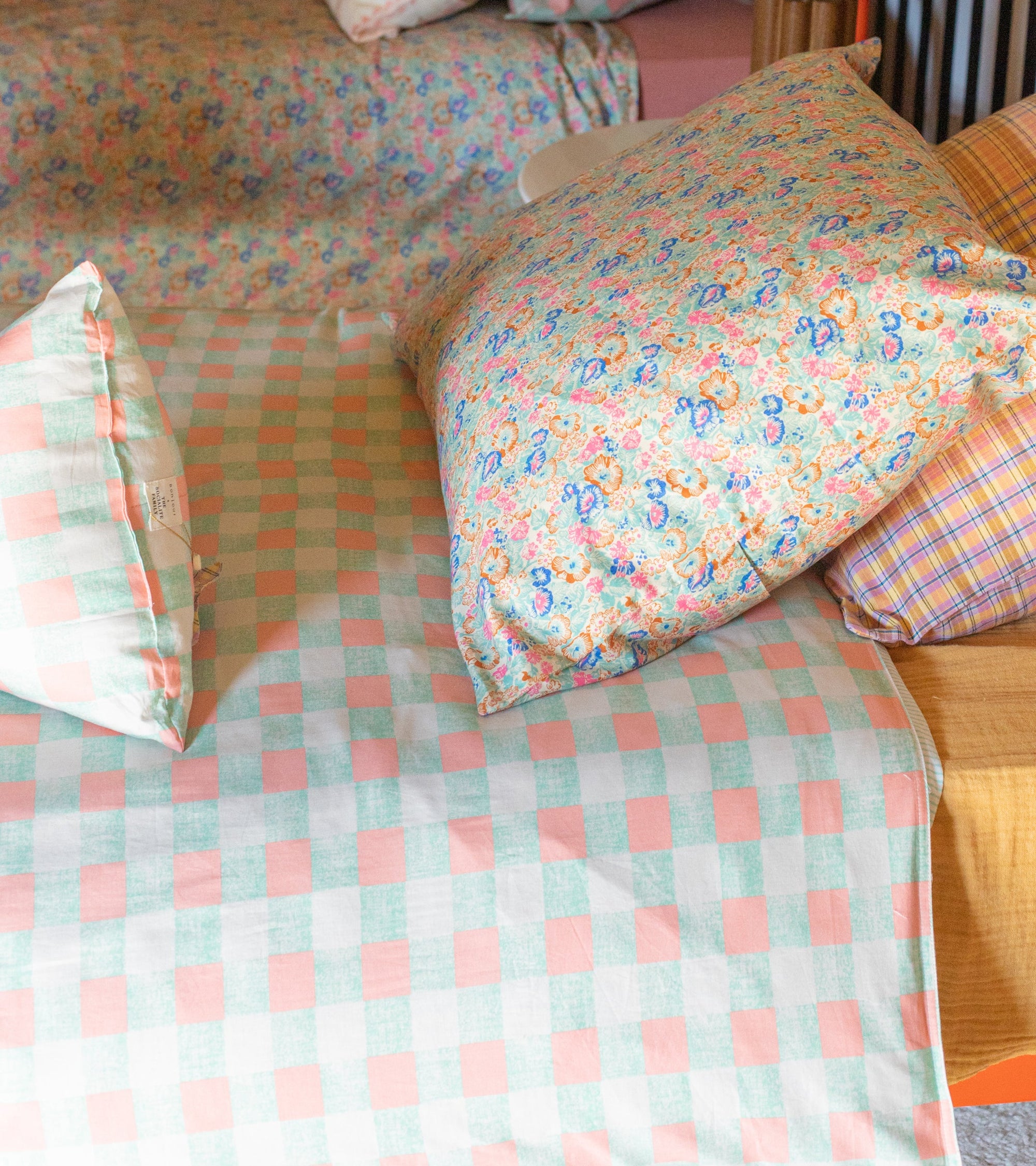 Housse de couette lit simple Bonjour - Bleu et Rose
