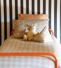 Housse de couette lit simple Bonjour - Bleu et Rose