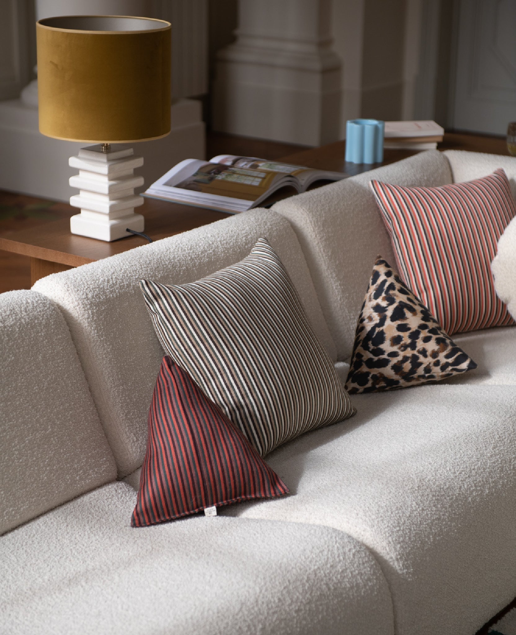 Coussin Divino en laine mélangée - Vert et Chocolat