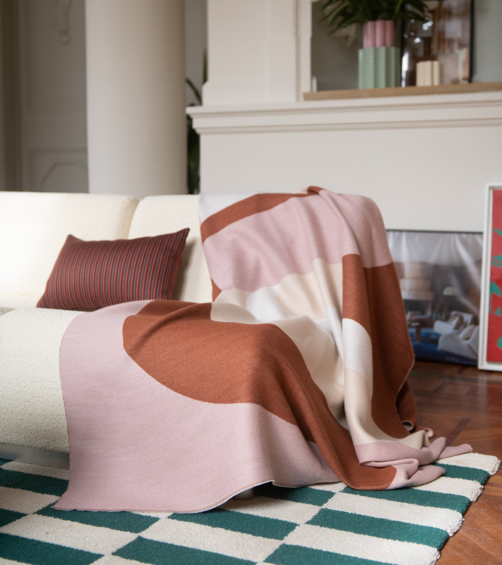 Plaid Roma en laine - Beige rosé