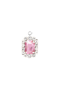 Square Jewel charms in brass - Light Pink & Silver