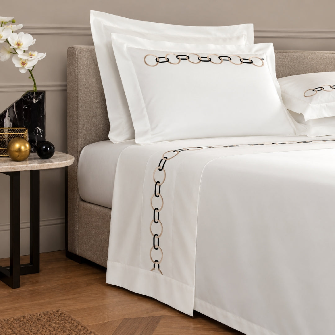 Parure de lit 4 pcs Links Embroidery en coton - Savage Beige & Black