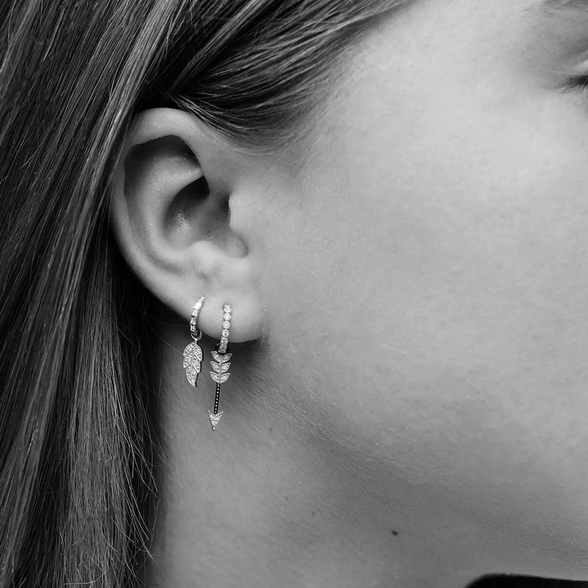 Charm pour mono boucle Little Big Man en or noir & rose 18K sertie de diamants - Or noir & rose