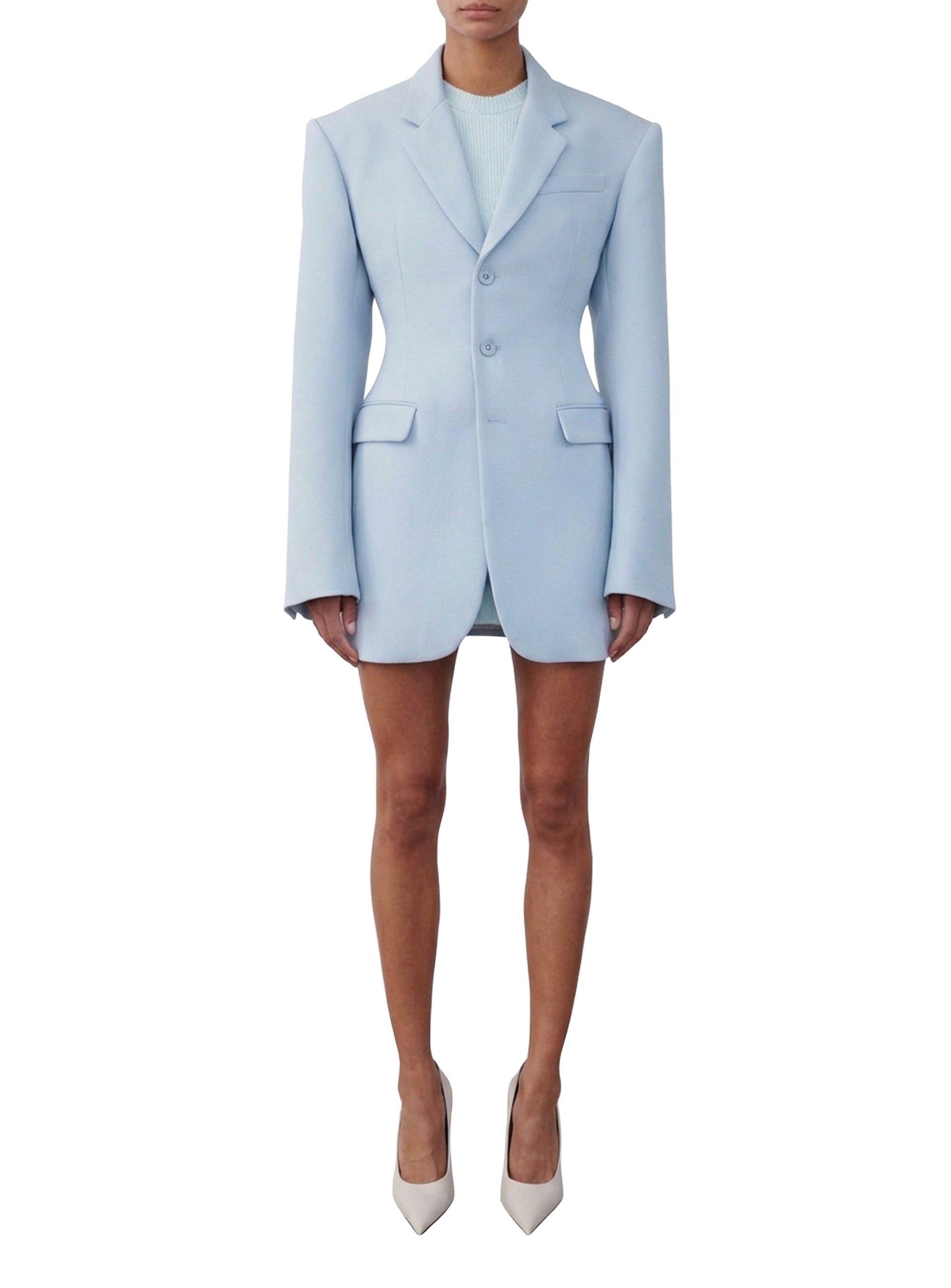 Blazer long en laine - Ice Blue