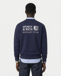 Pull à col rond Promo - Bleu marine/Blanc