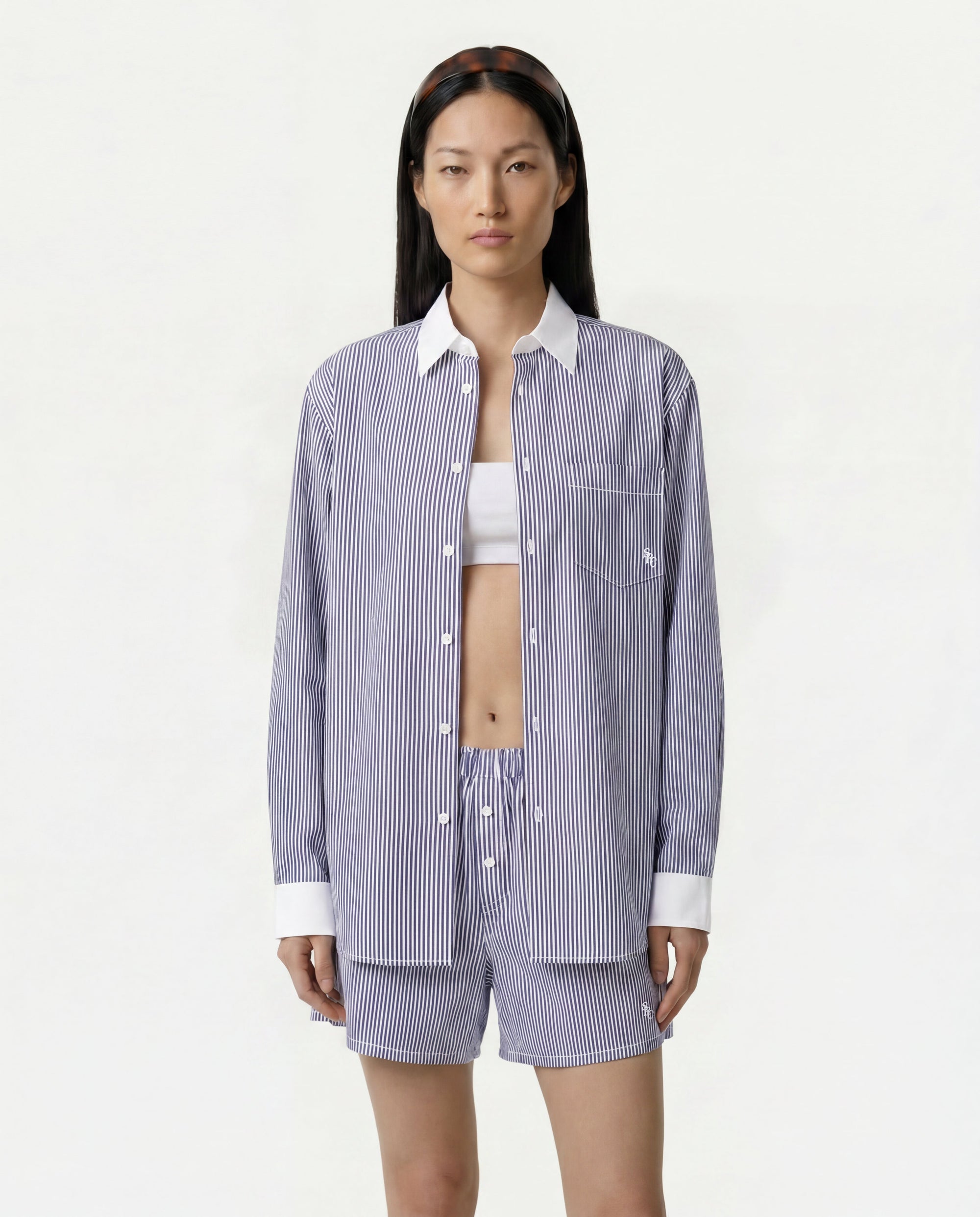 Chemise oversize SRC - Rayures bleu marine