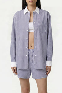 Chemise oversize SRC - Rayures Bleu Marine