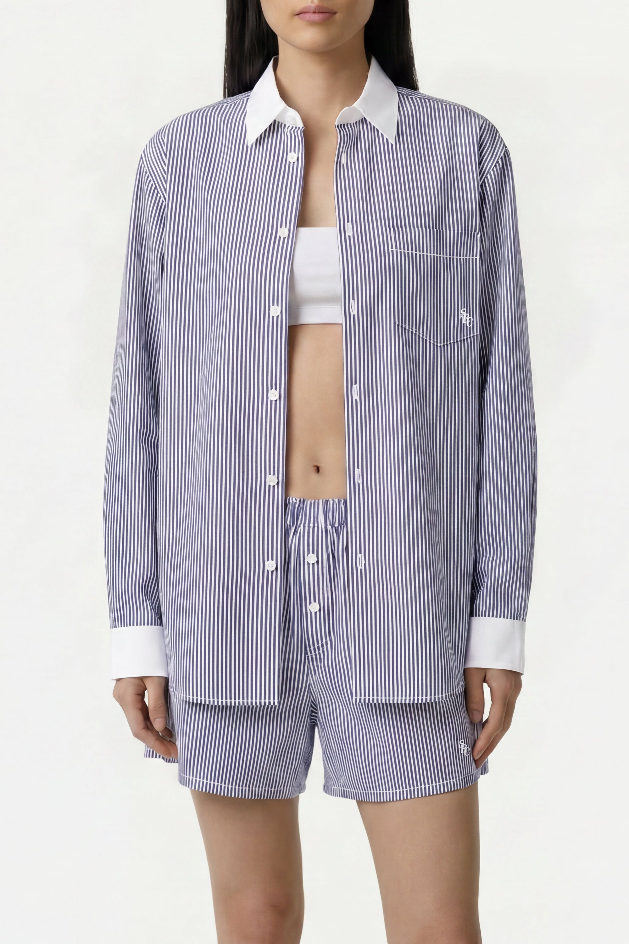 Chemise oversize SRC - Rayures Bleu Marine