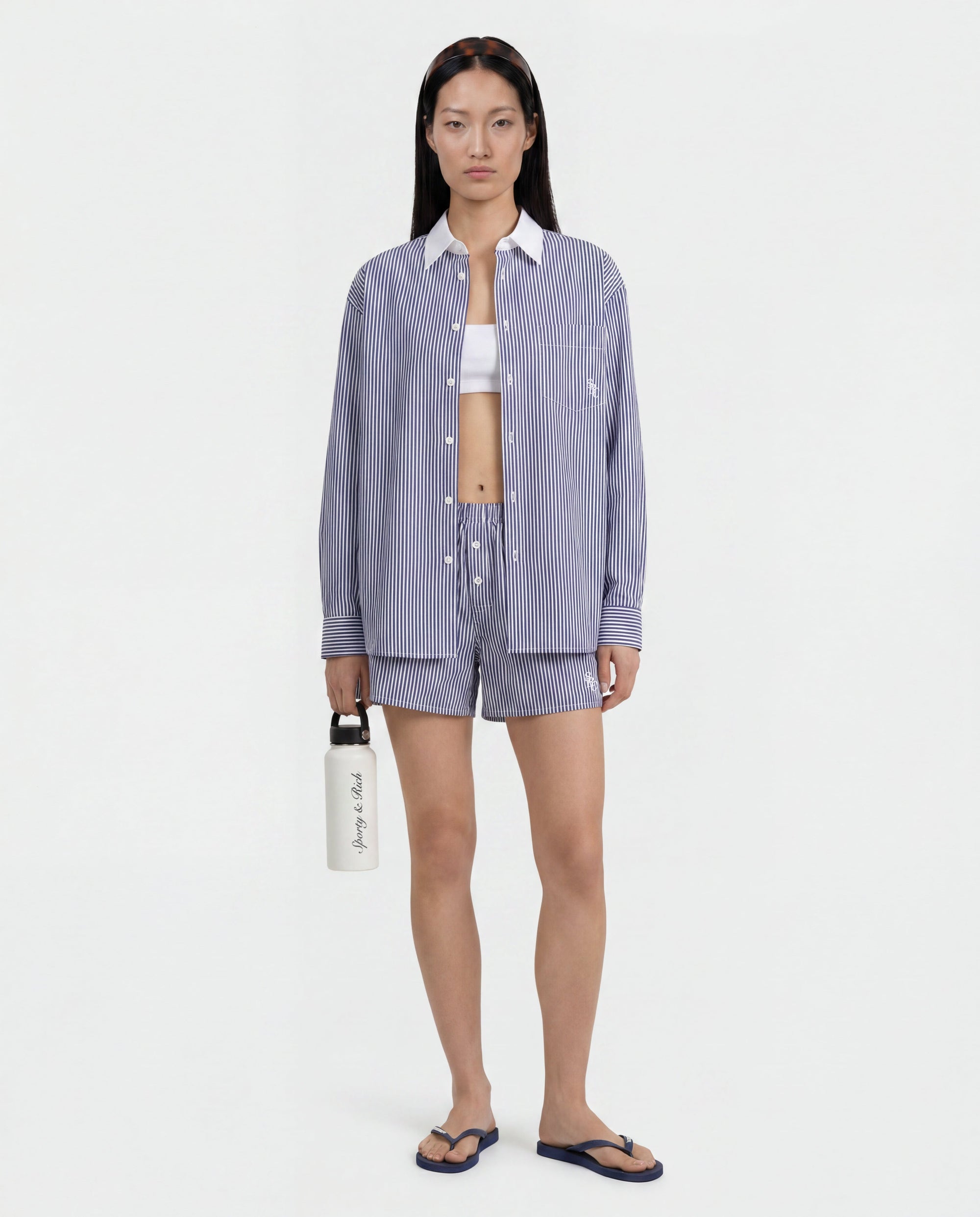Chemise oversize SRC - Rayures bleu marine