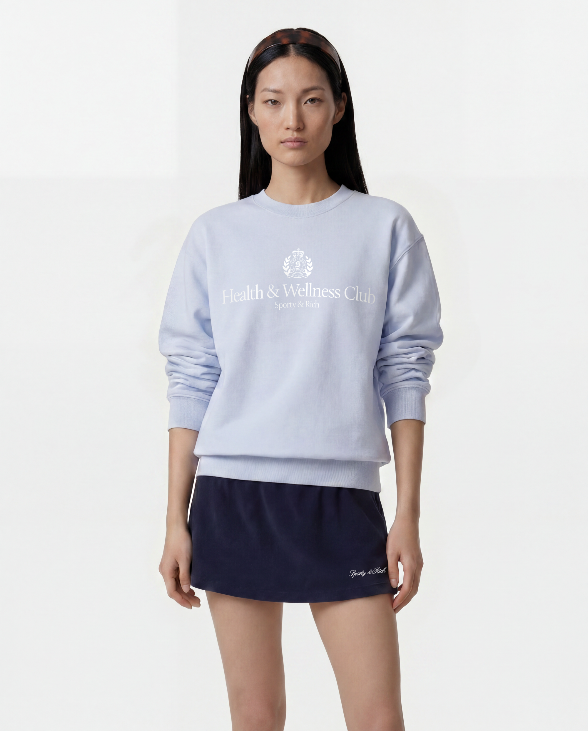 Pull à col rond avec écusson H&W - Ciel