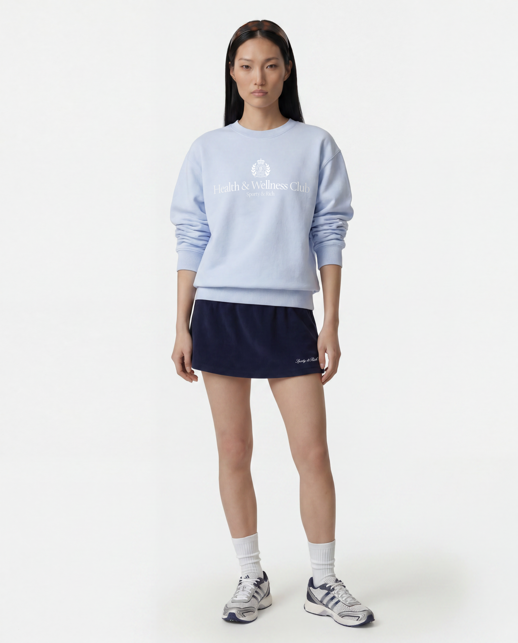 Pull à col rond avec écusson H&W - Ciel