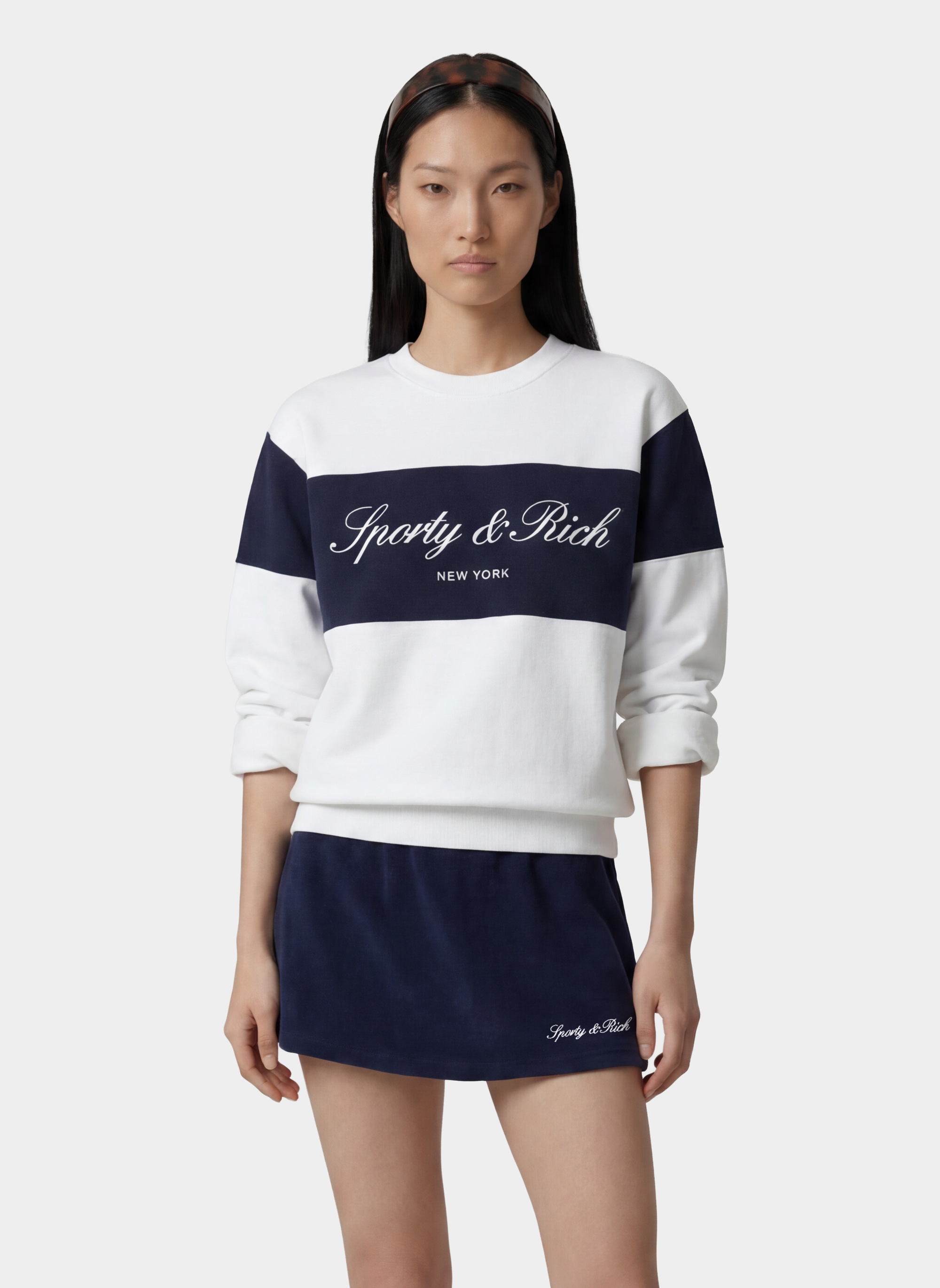 Pull à col rond avec logo emblématique - Blanc