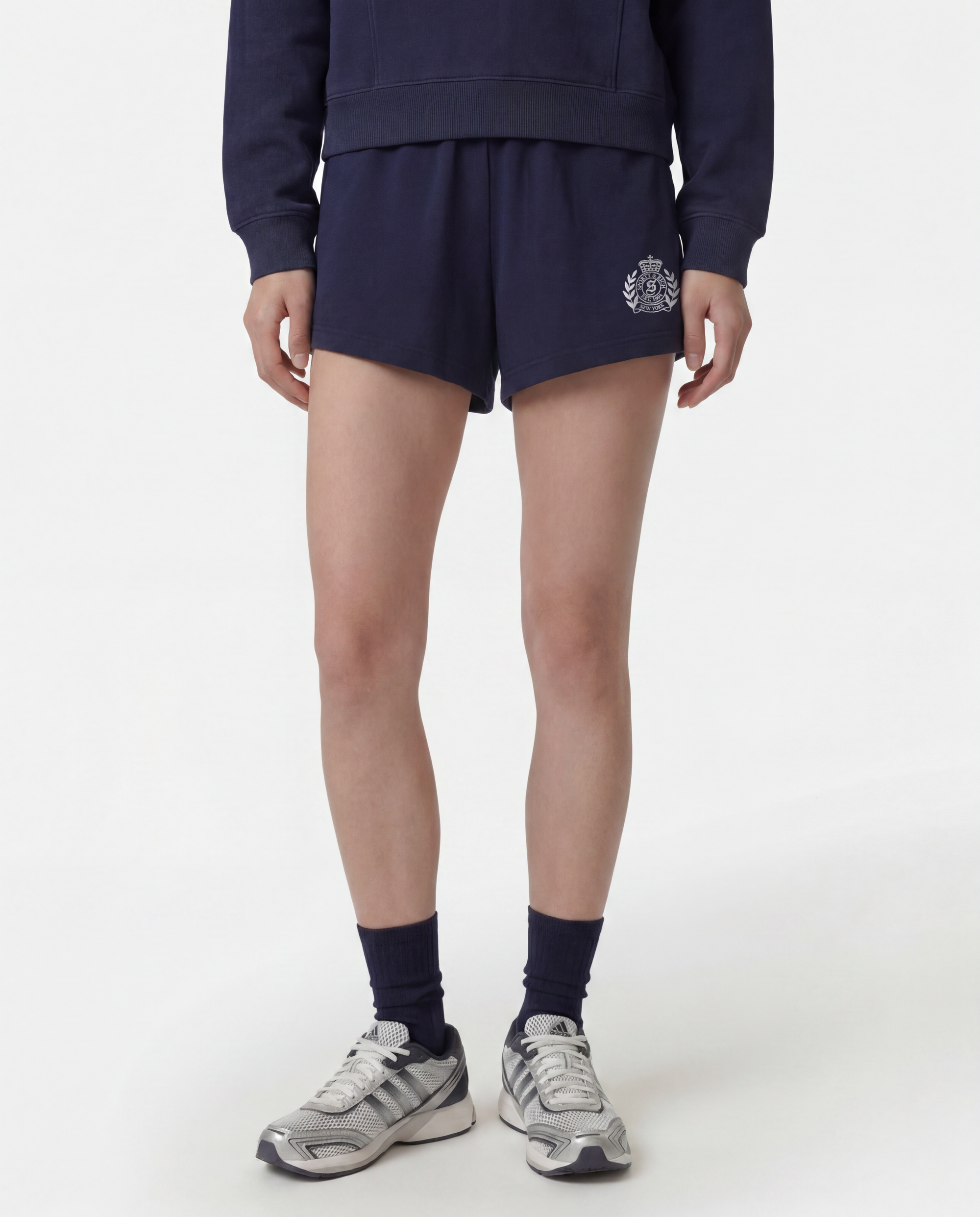 Short disco brodé NY Crest - Bleu marine foncé
