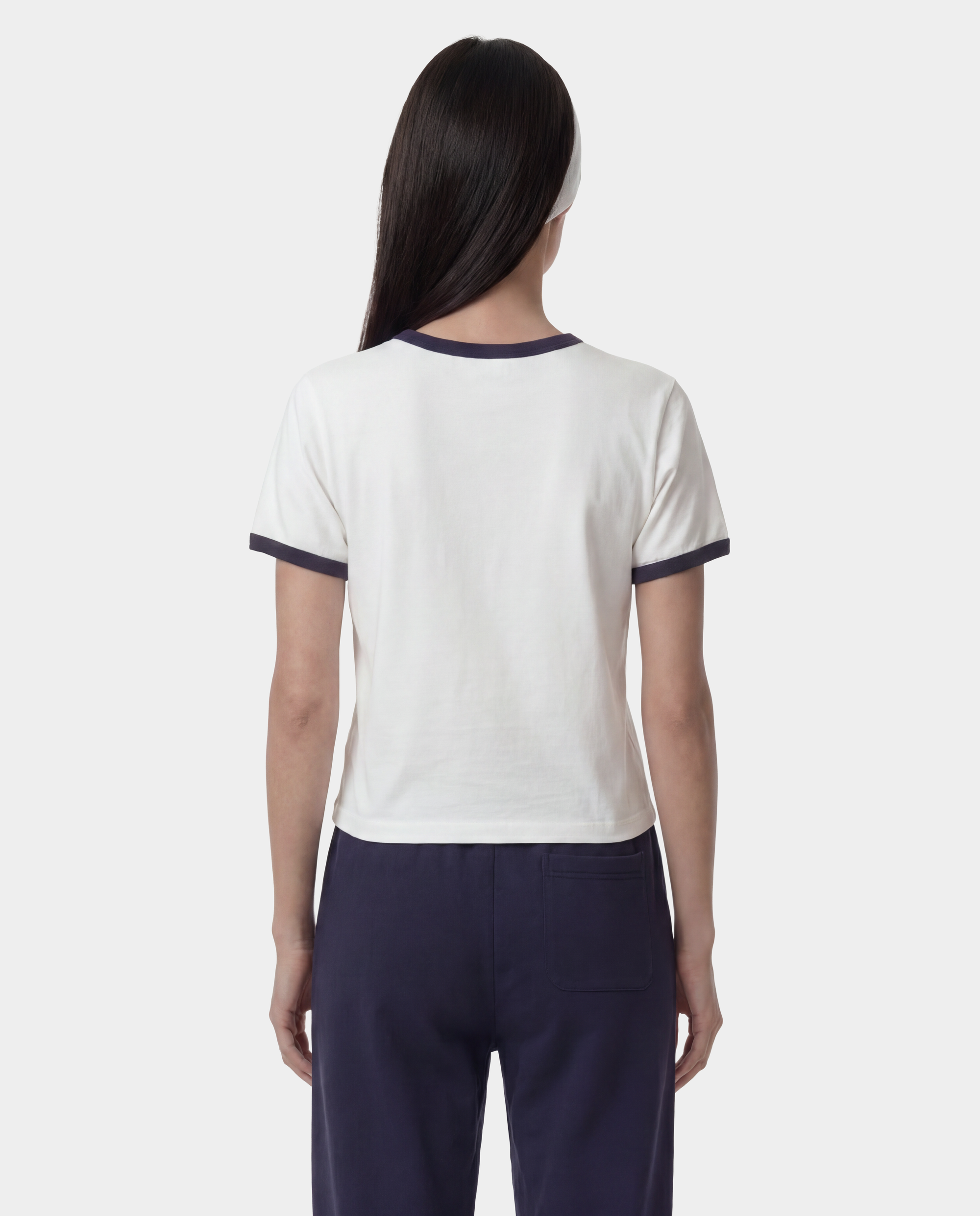 T-shirt à col rond et bordures « California Emblem » - Blanc/Bleu marine foncé
