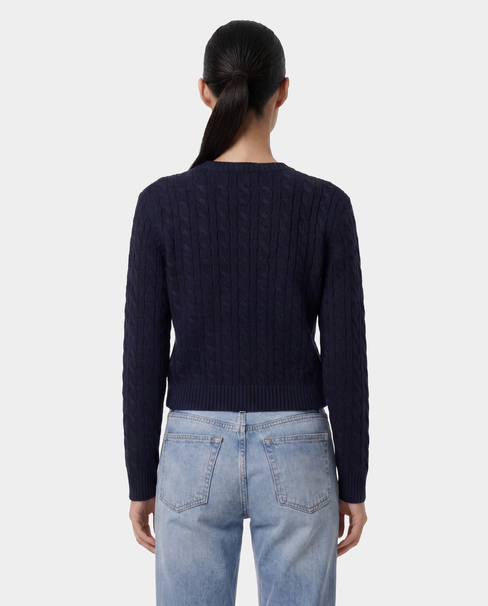 Pull SRC à torsades - Bleu marine foncé