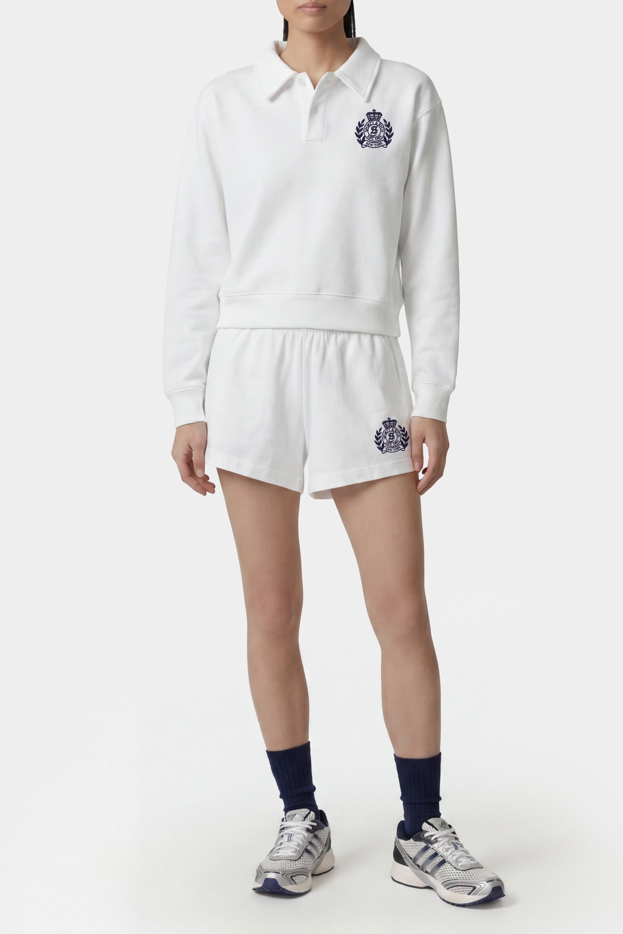 Polo oversize brodé NY Crest - Blanc