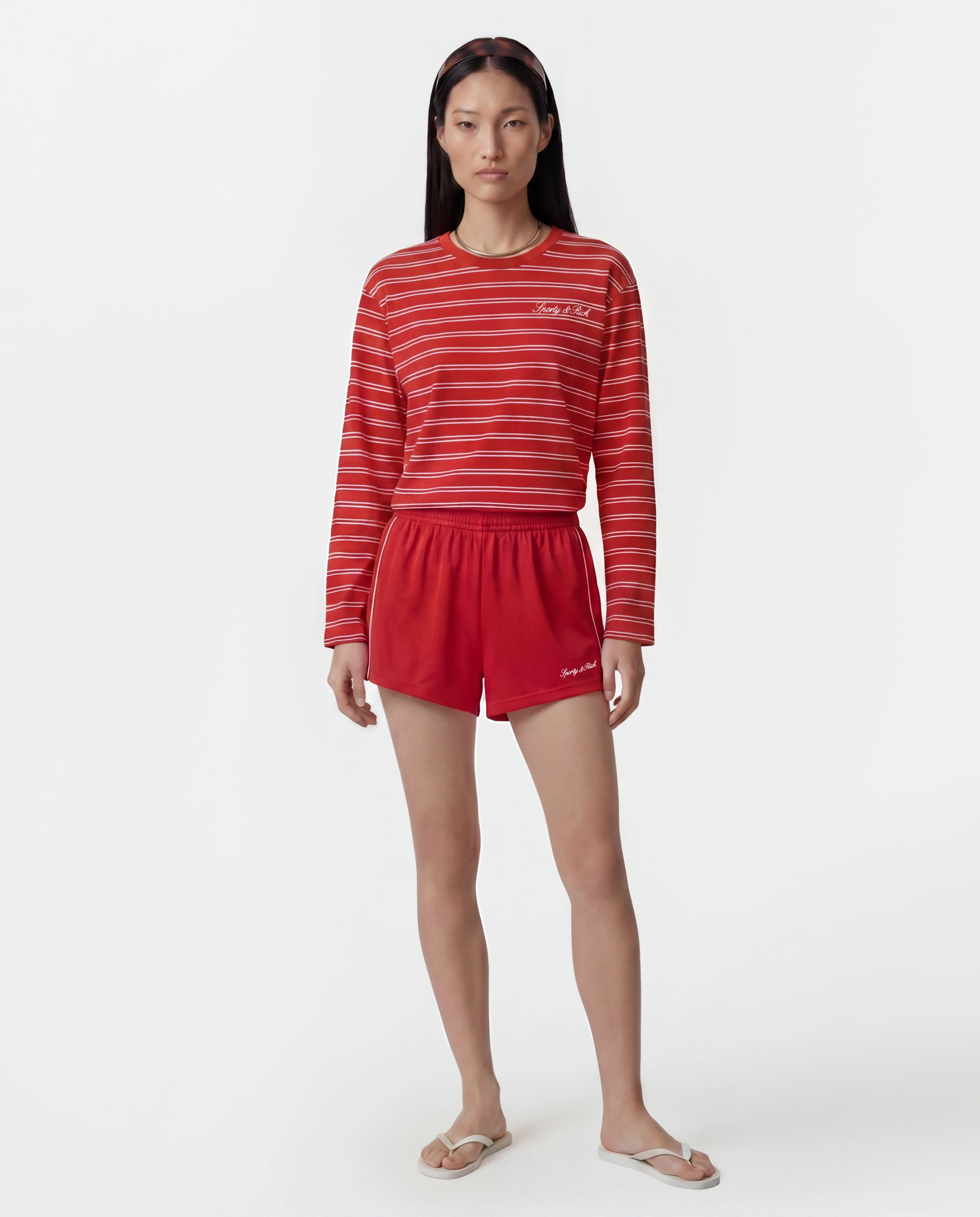 Short de sport rétro Signature Logo - Rubis