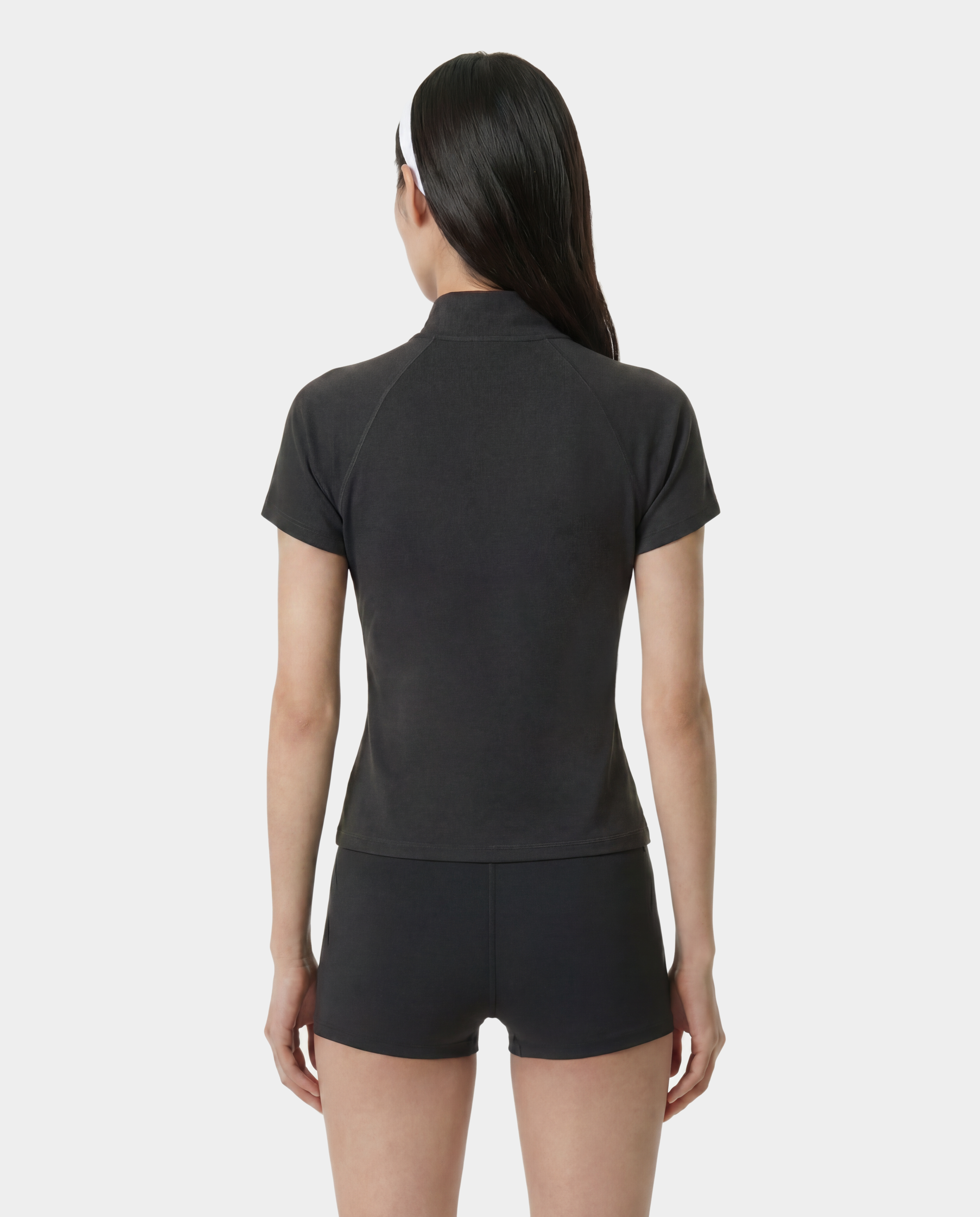 Pull de sport à col zippé Serif Logo SS - Charbon
