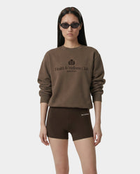 Pull à col rond brodé H&W Crest - Sable