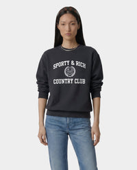 Pull à col rond avec écusson « Varsity » - Carbon