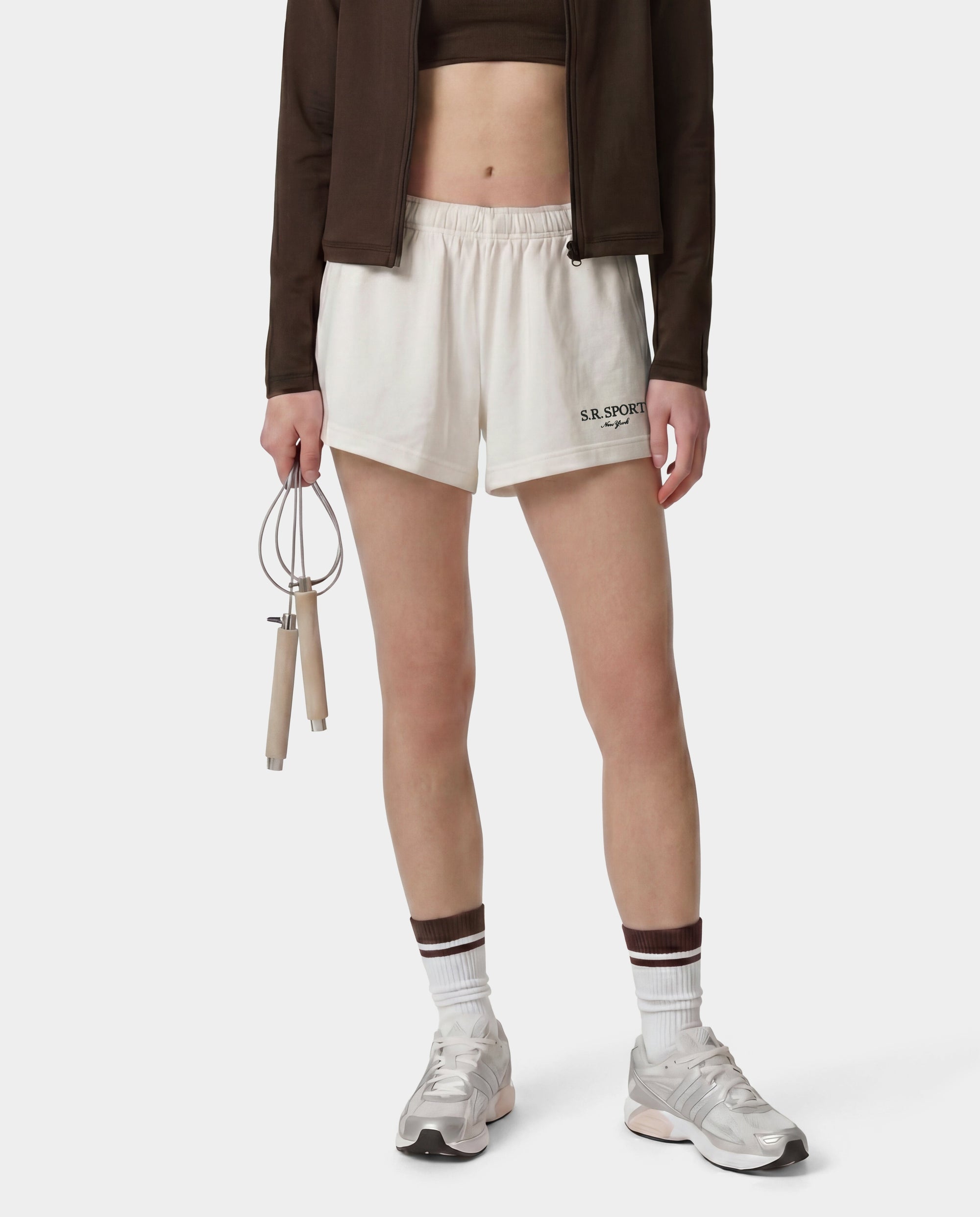 Short disco brodé SR Sport - Écru