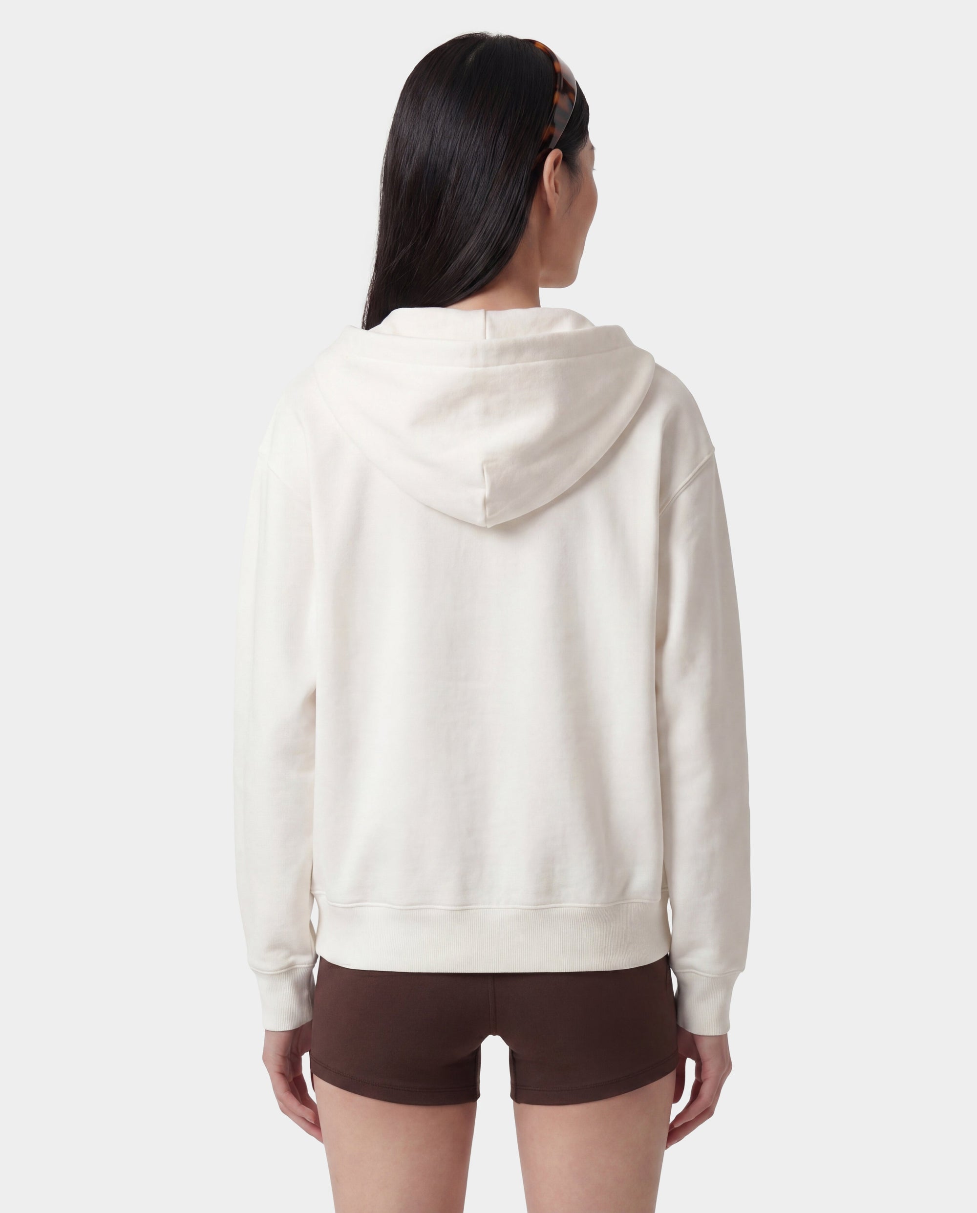 Sweat à capuche zippé brodé SR Sport - Écru