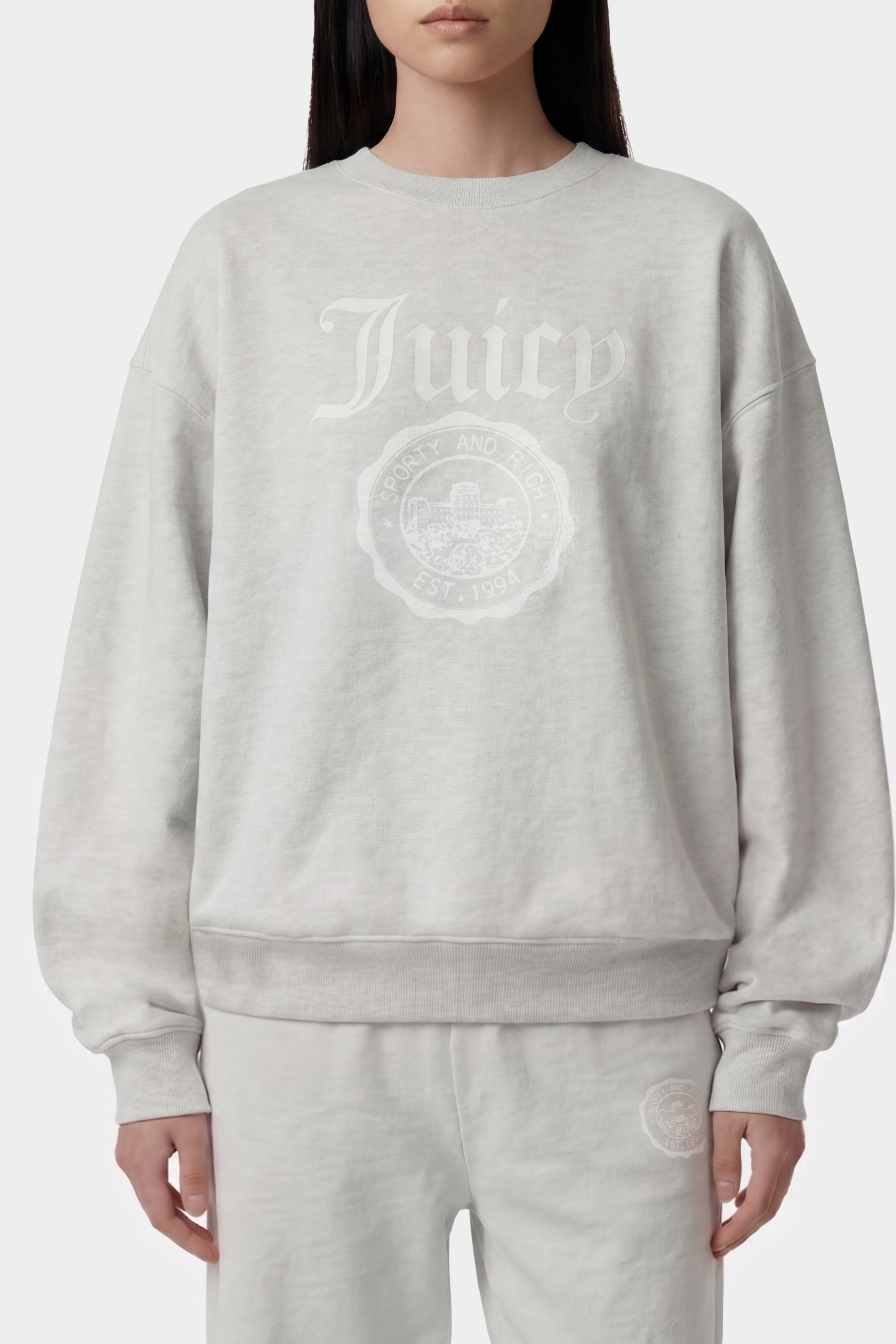 T-shirt à col rond avec emblème Juicy - Gris Chiné