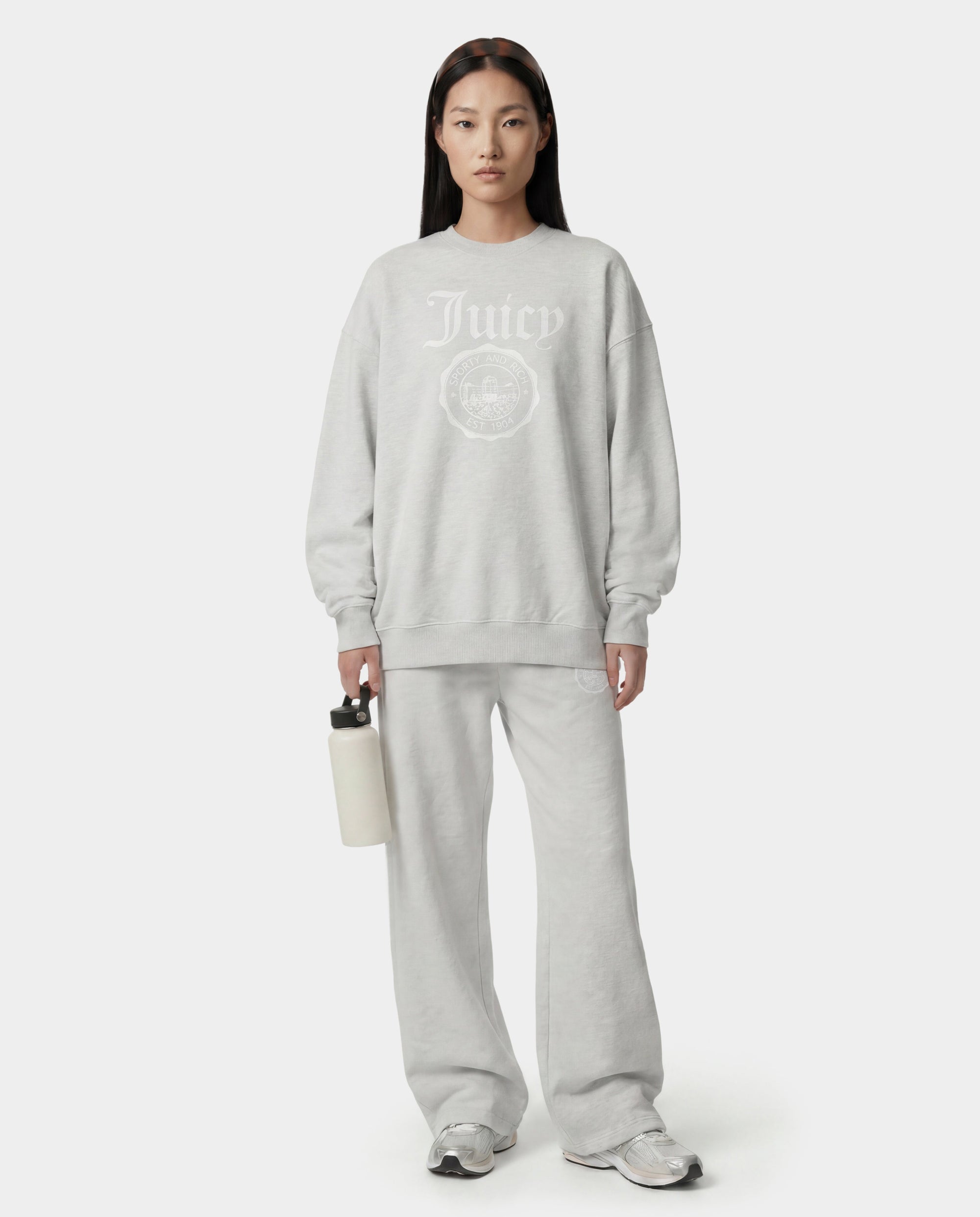 T-shirt à col rond avec emblème Juicy - Gris chiné
