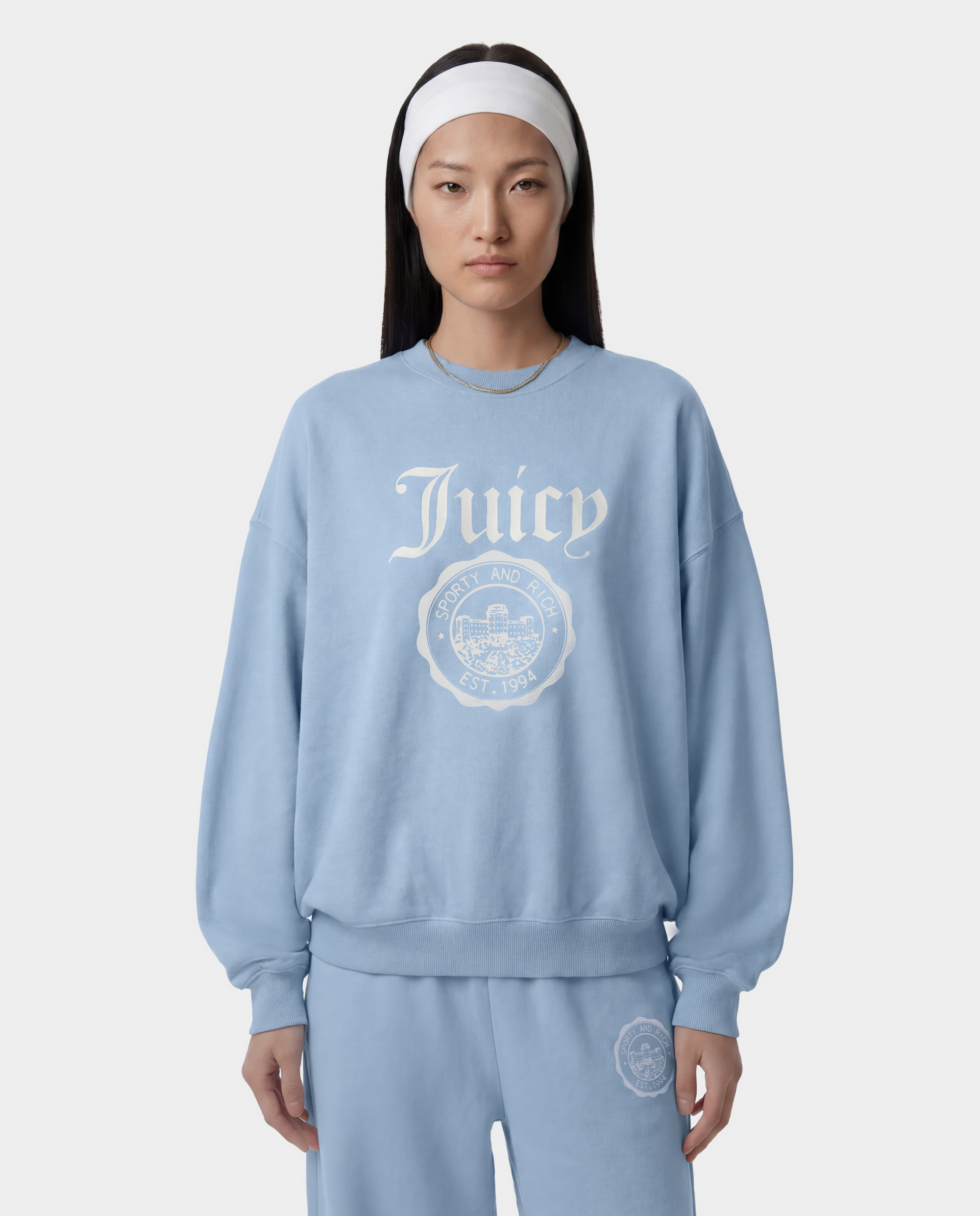 T-shirt à col rond avec emblème Juicy - Bleu ciel