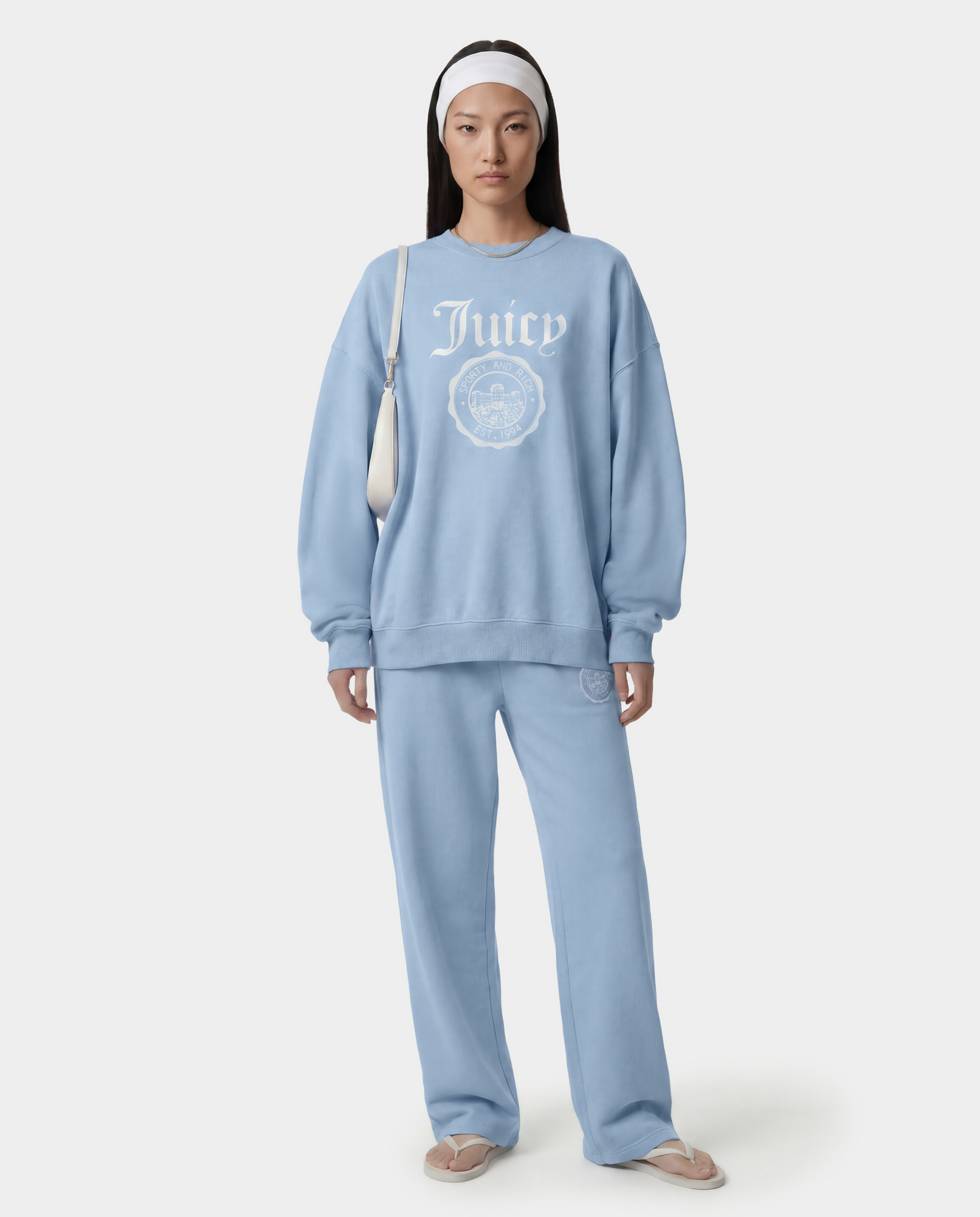 T-shirt à col rond avec emblème Juicy - Bleu ciel