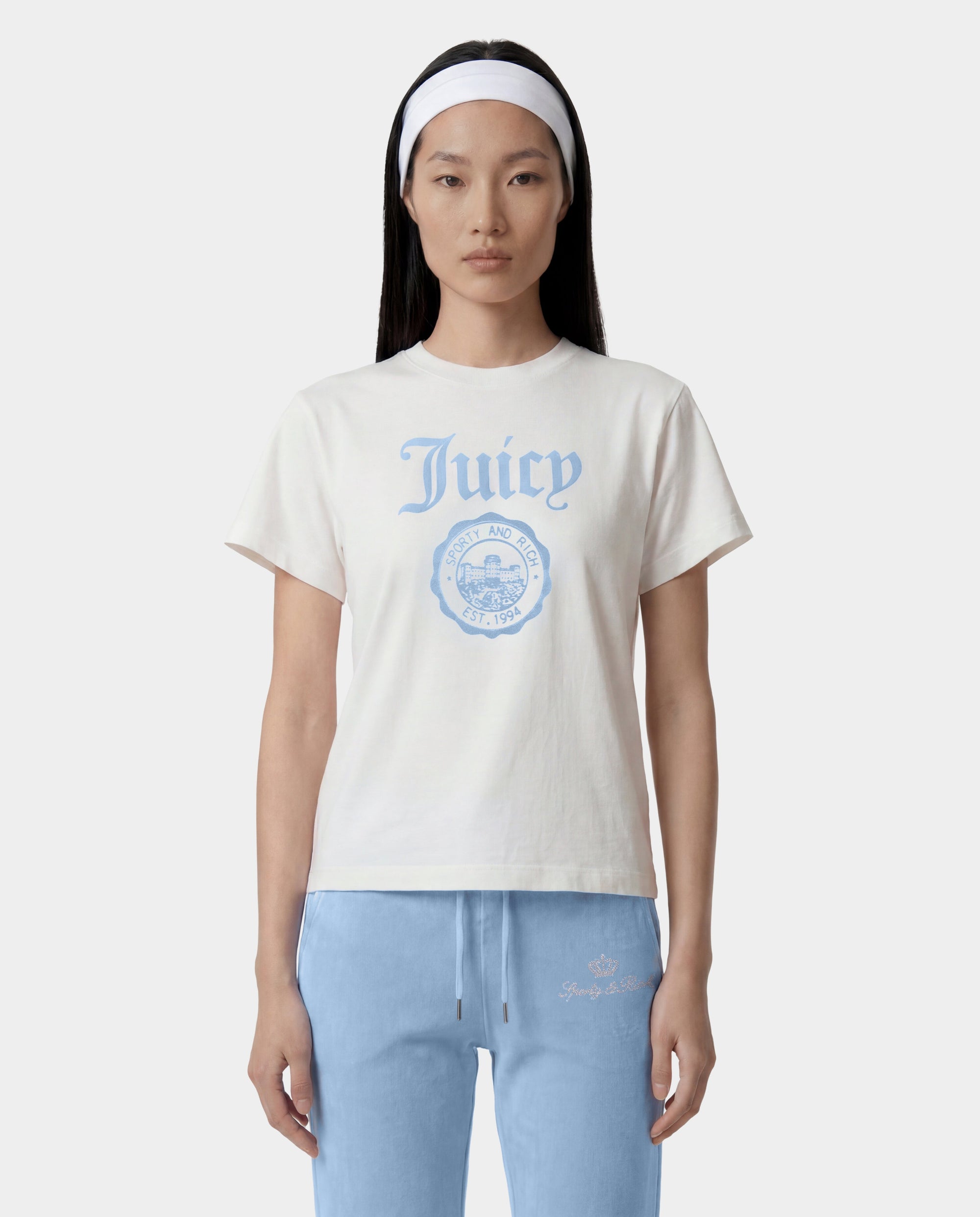 T-shirt Juicy Emblem Essentials - Blanc/Bleu ciel