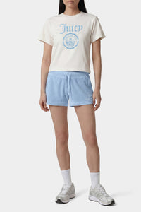 Short Juicy Script en velours - Bleu Ciel