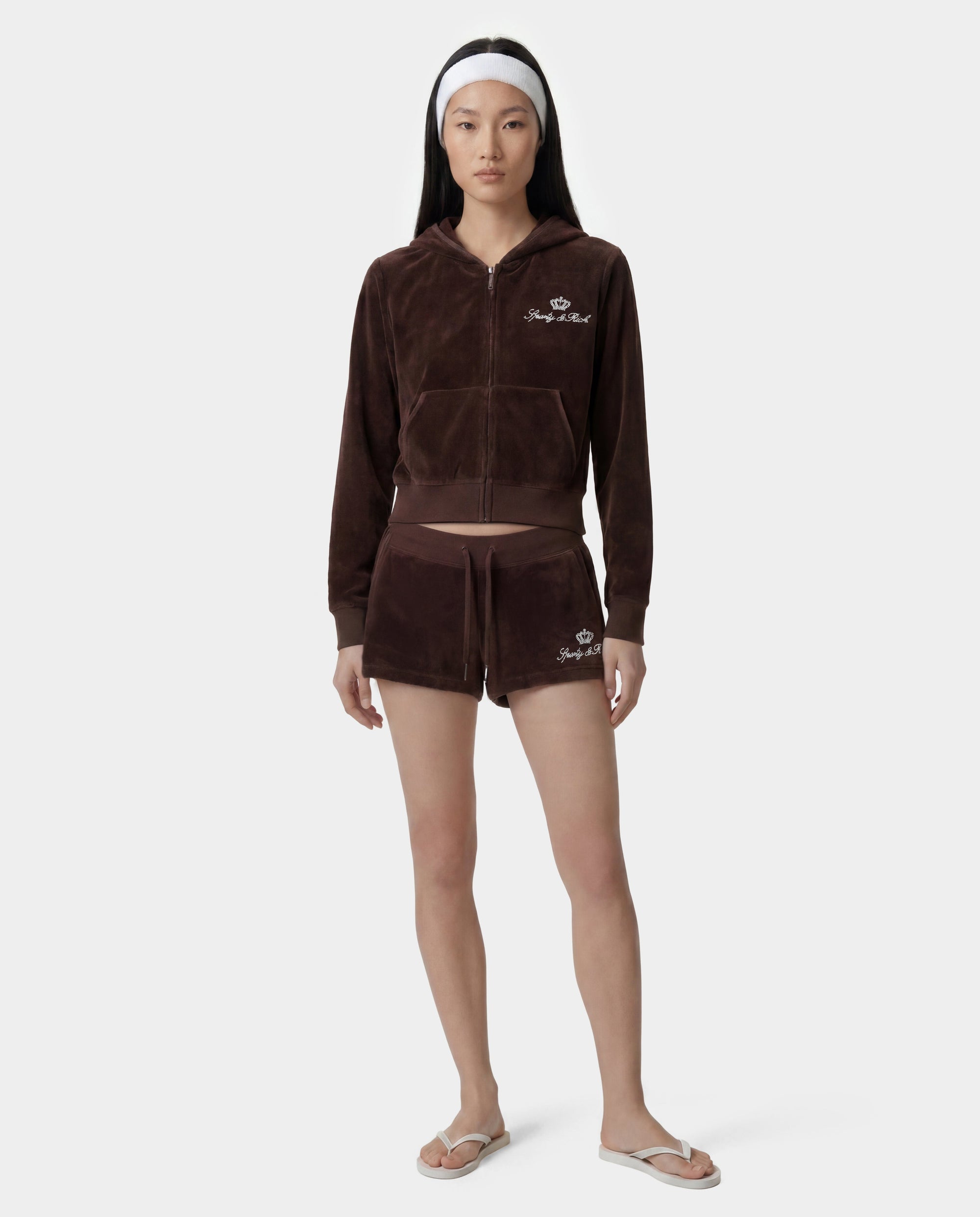 Short en velours « Juicy Script » - Chocolate