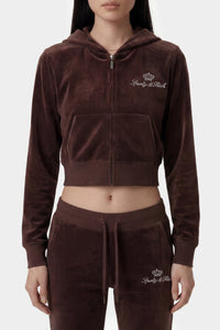 Sweatshirt zippé Juicy Script en velours - Chocolat