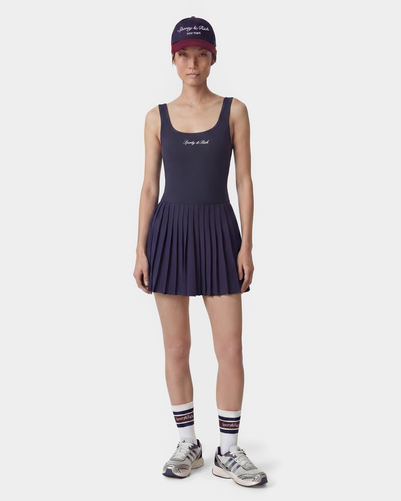 Robe de tennis Signature Logo - Bleu marine/Blanc