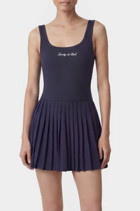 Robe de tennis Signature Logo - Bleu Marine & Blanc