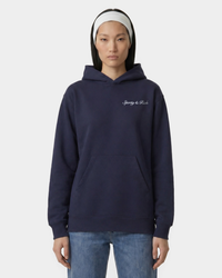 Sweat à capuche brodé « Syracuse » - Bleu marine/Blanc