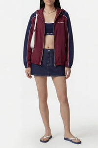 Veste de sport à logo emblématique - Bordeaux & Blanc & Bleu Marine