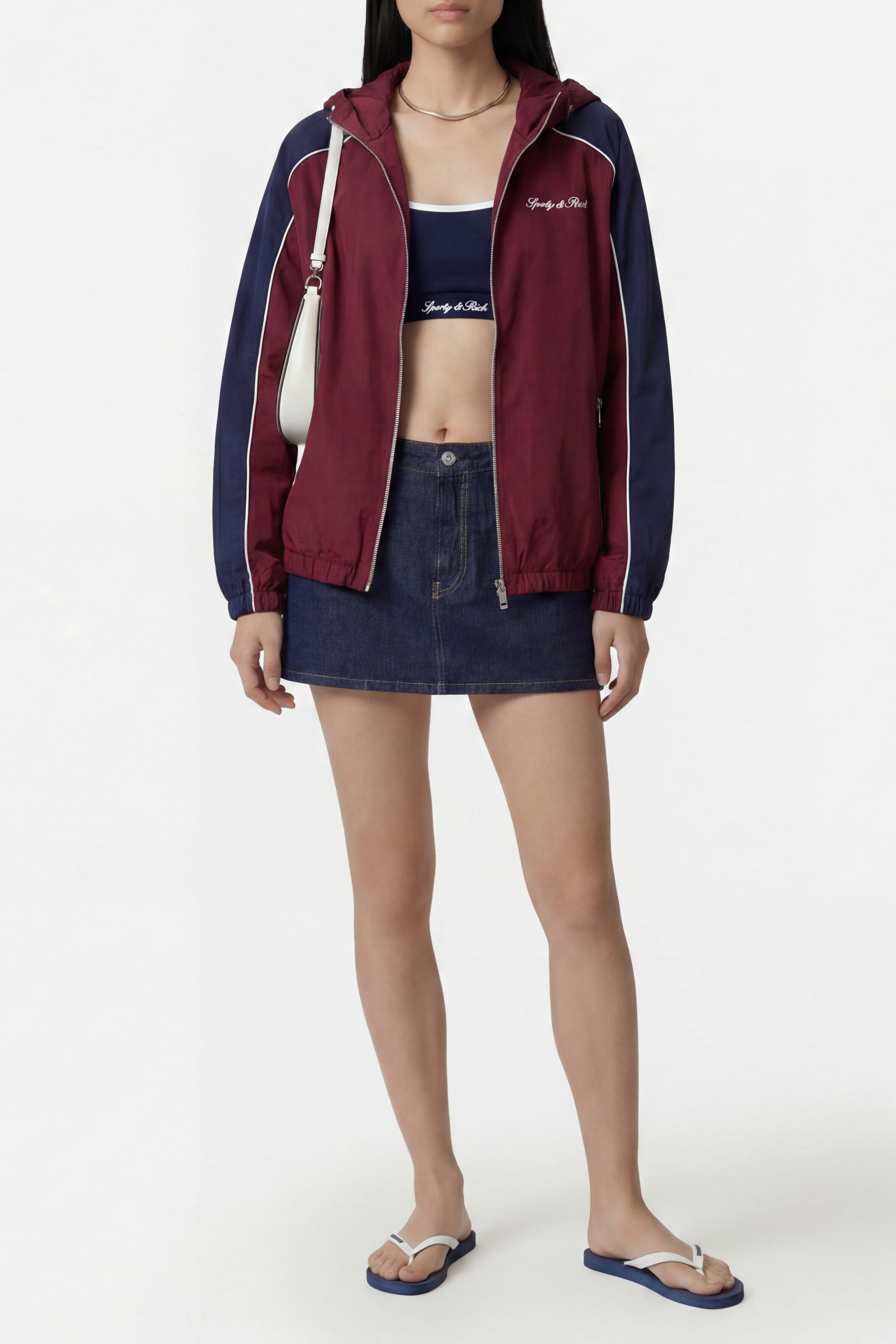 Veste de sport à logo emblématique - Bordeaux & Blanc & Bleu Marine