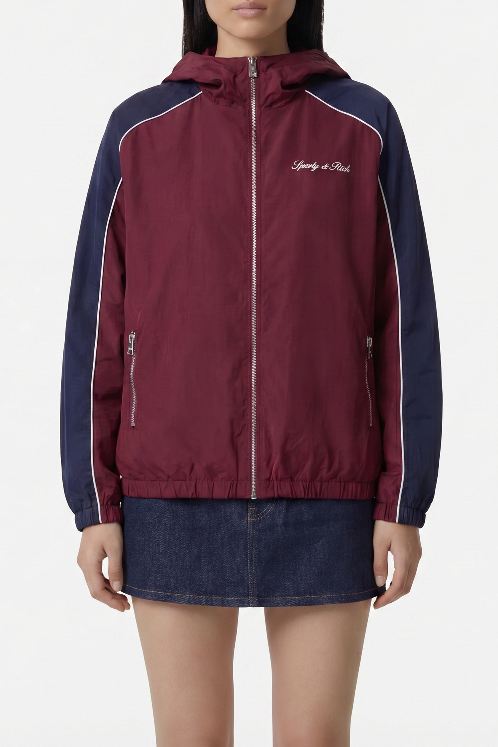 Veste de sport à logo emblématique - Bordeaux & Blanc & Bleu Marine