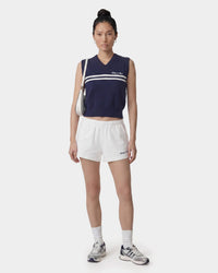 Gilet en maille avec logo Signature - Bleu marine/Blanc