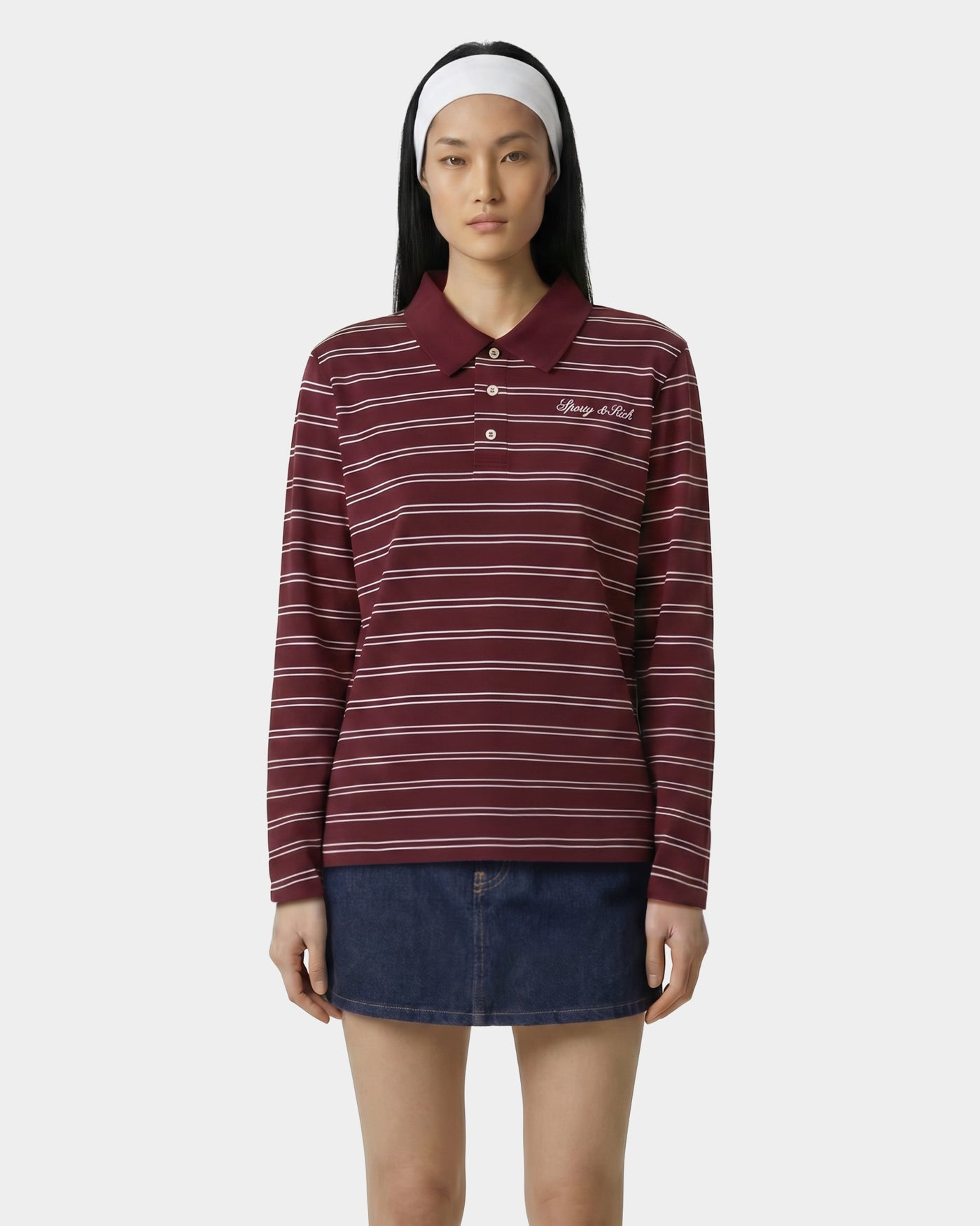Polo Easy à logo Signature - Bordeaux/Blanc